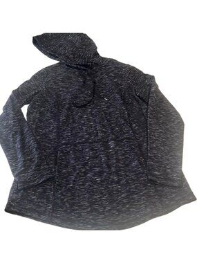 J Jill Black Cream Pink Pull Over Kangaroo Pocket Heathered Hoodie Size Small